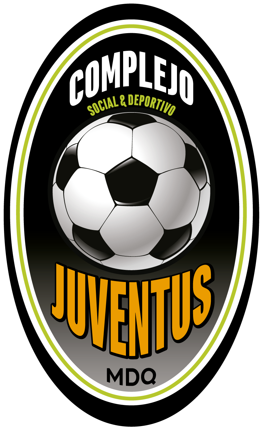 Logotipo de Complejo Juventus, escudo ovalado con pelota de fútbol